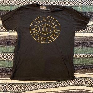 TWLOHA to write love on her arms large T small hole in front